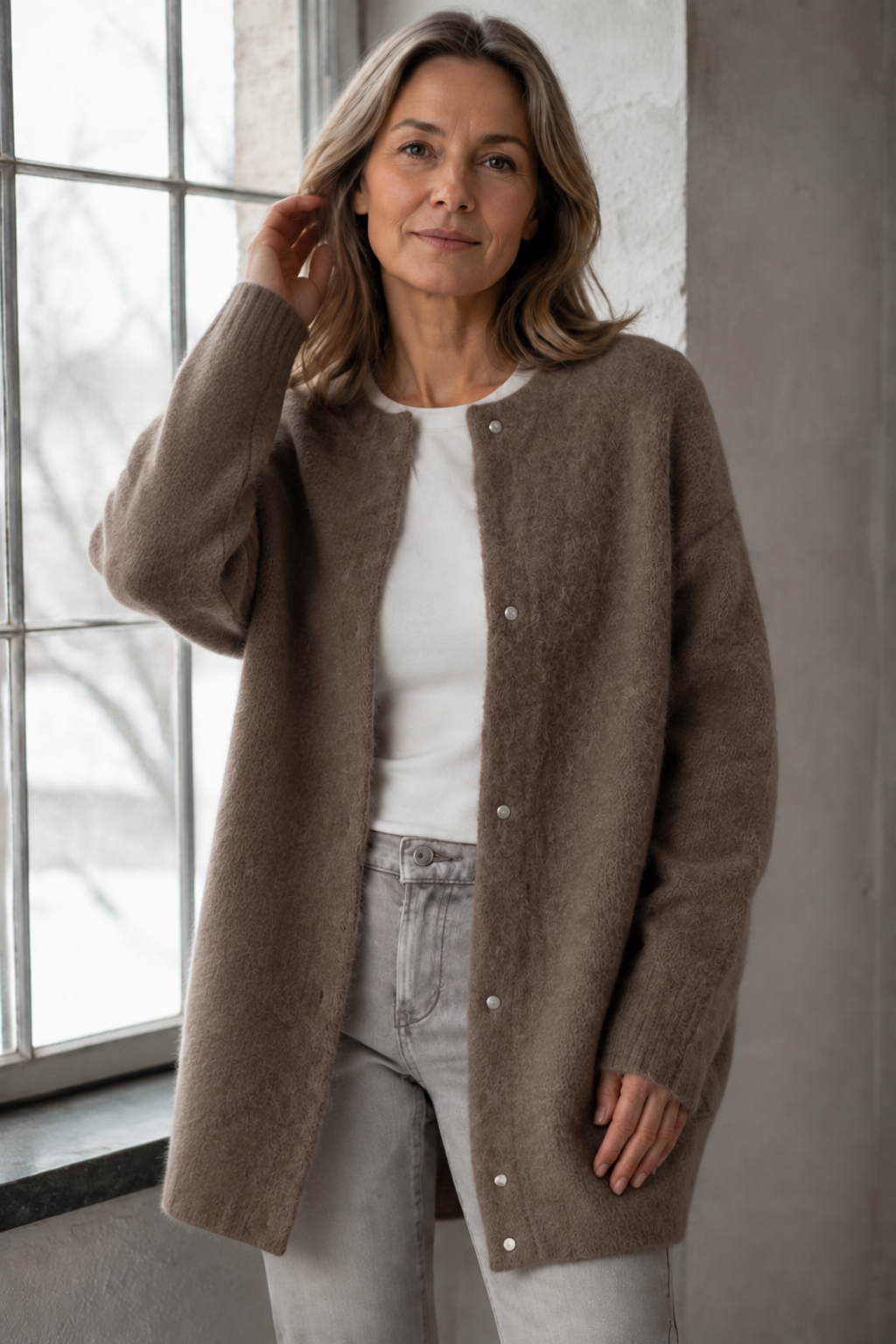 Chloé™ - Elegant Cashmere Cardigan - Brown