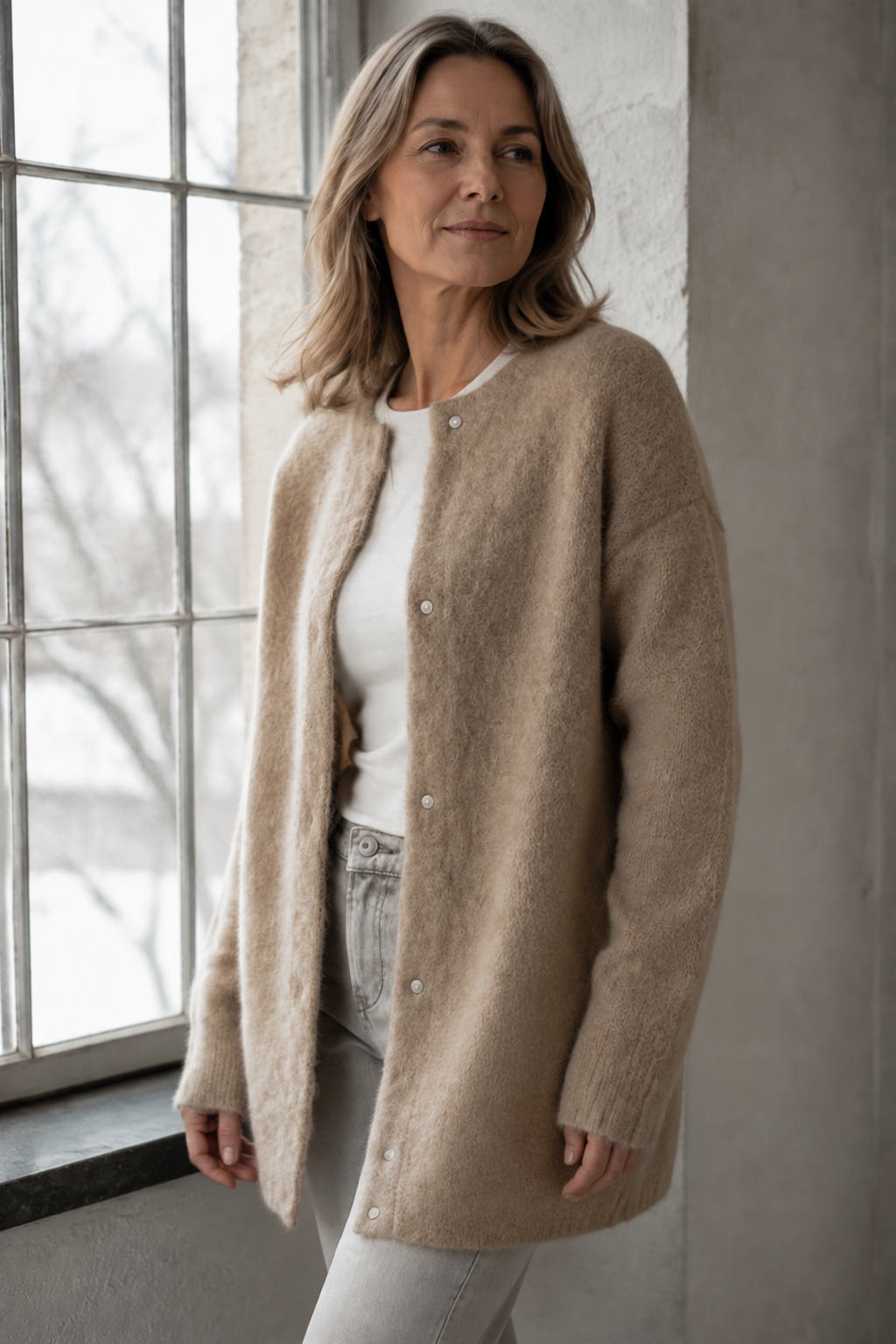 Chloé™ - Elegant Cashmere Cardigan - Khaki-Brown