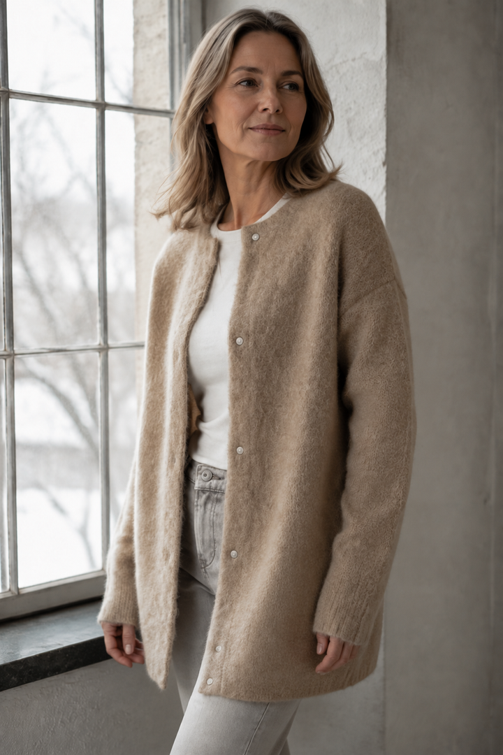Chloé™ - Elegant Cashmere Cardigan - Khaki-Brown
