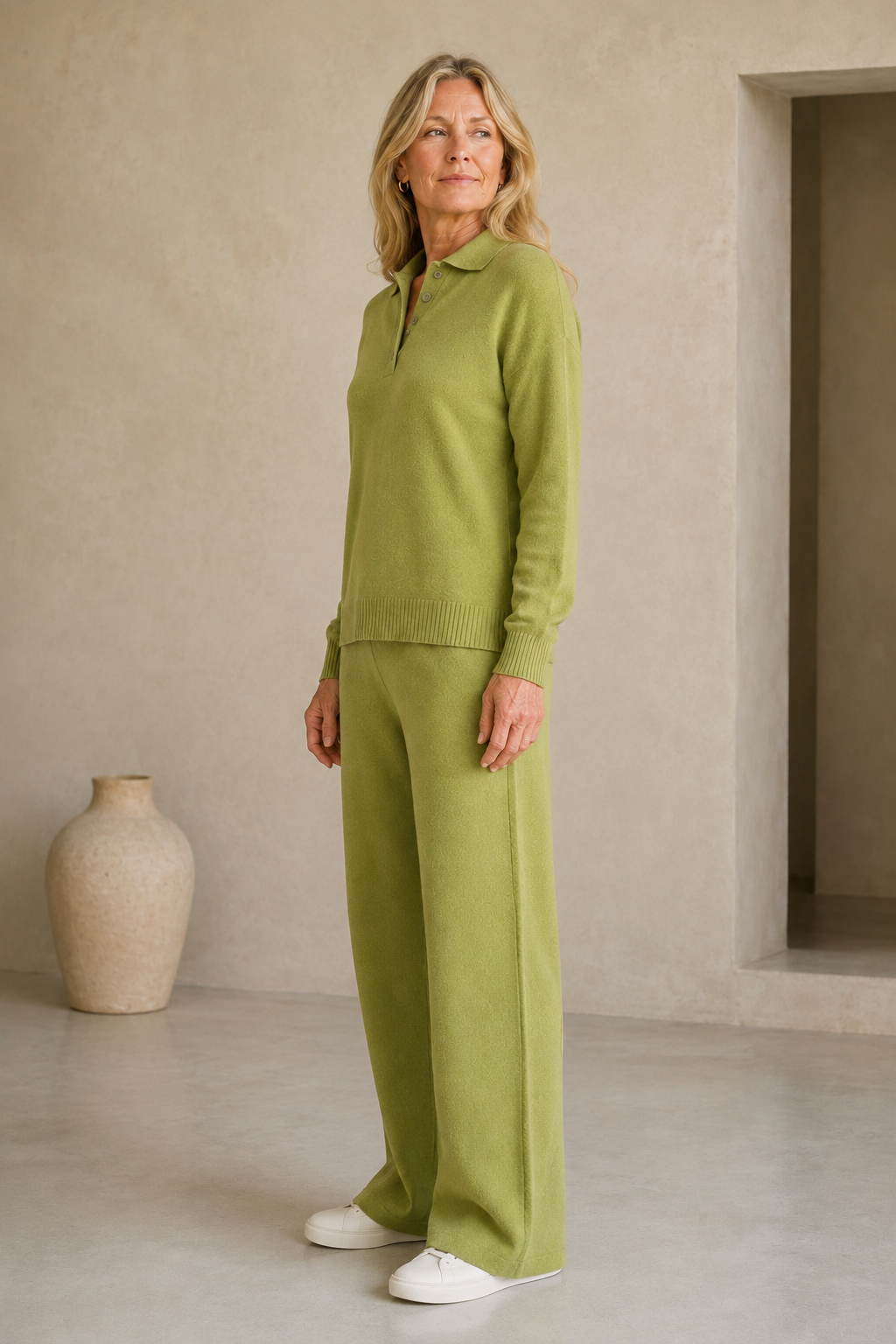 Christine | Cashmere Knit Trouser Set - Green
