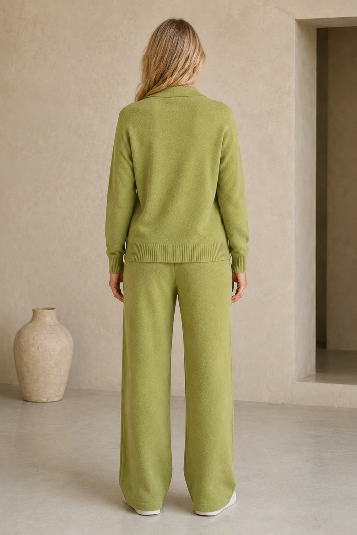 Christine | Cashmere Knit Trouser Set - Camel