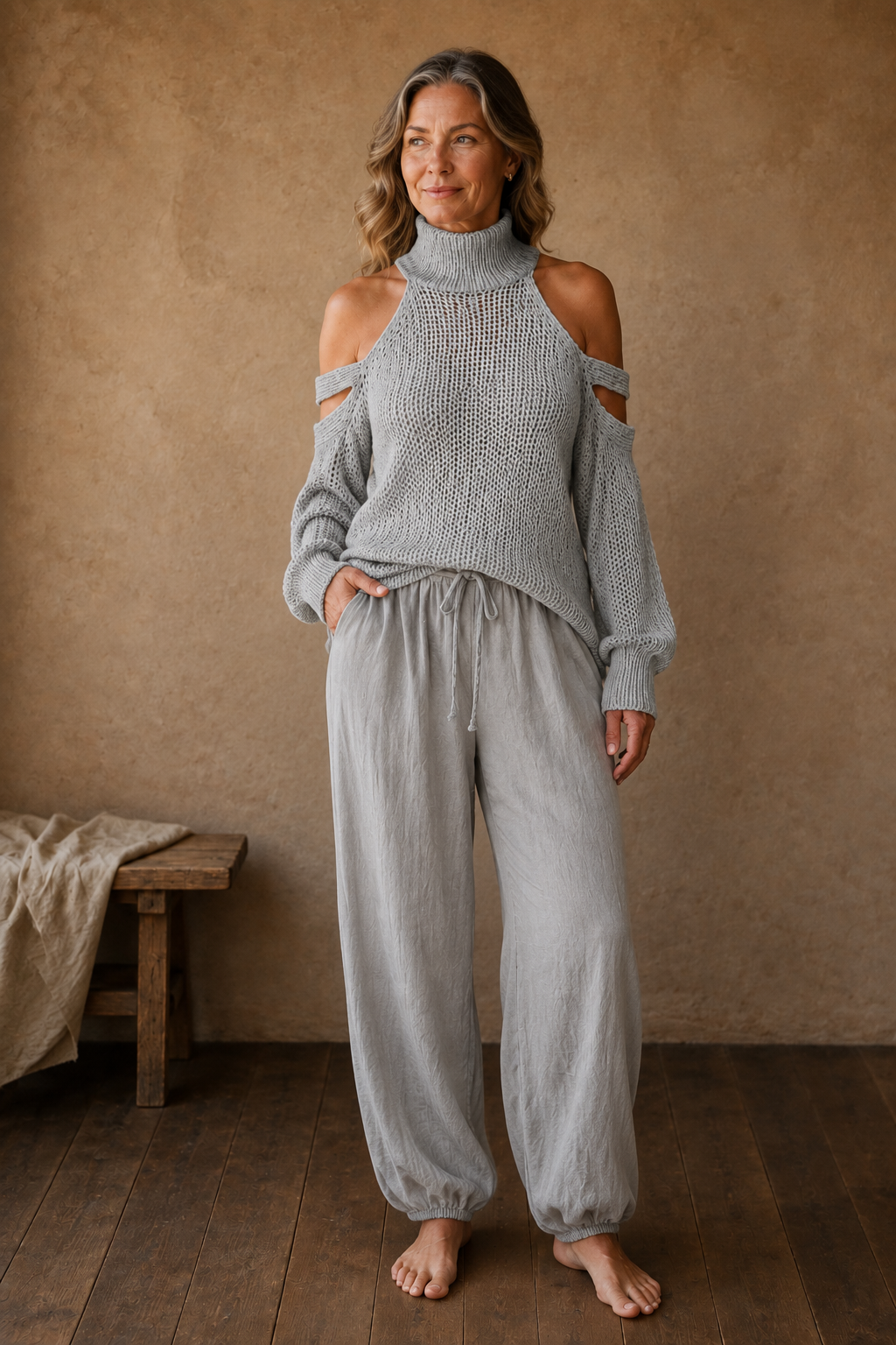 Claire | Knit Turtleneck and Trousers - Grey