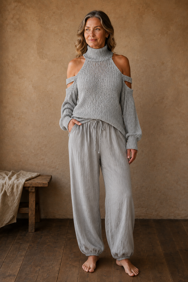 Claire | Knit Turtleneck and Trousers - Grey
