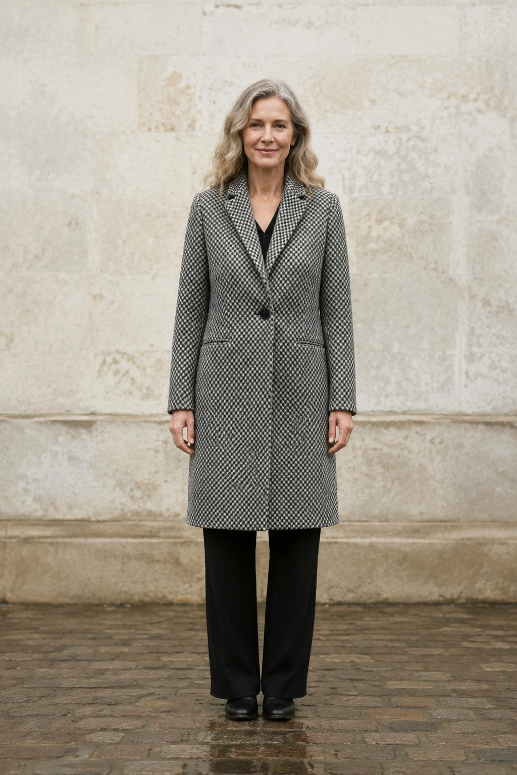 Claudia houndstooth wool coat closed