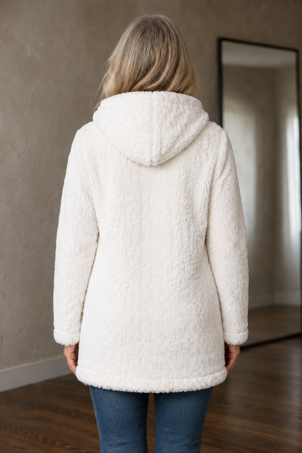 Clemence | Double-Sided Plush Zip Hoodie - Black
