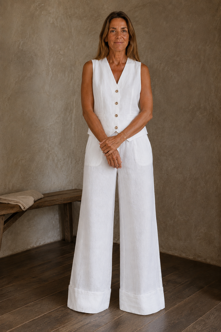 Clementine | Pure Linen Two Piece Set - White