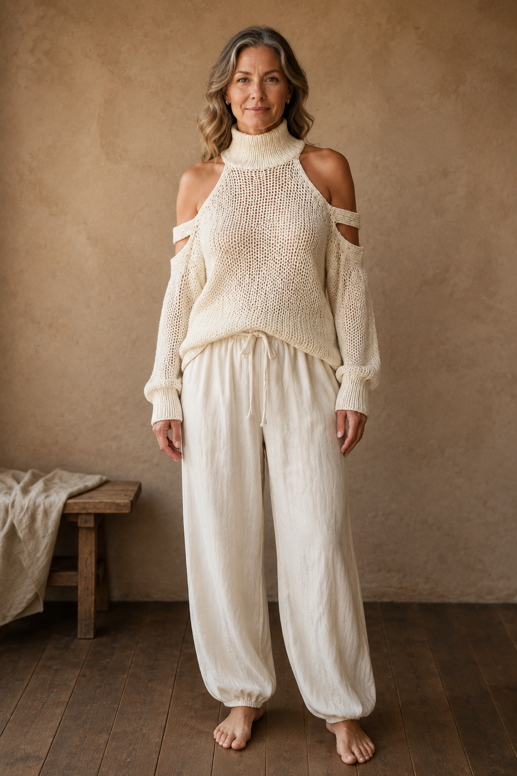 Cold Shoulder Knit Two Piece Set editorial product photo