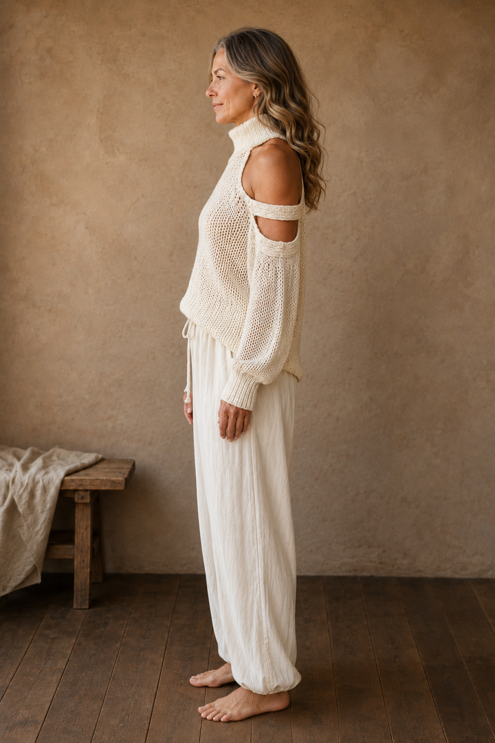 Cold Shoulder Knit Two Piece Set side view