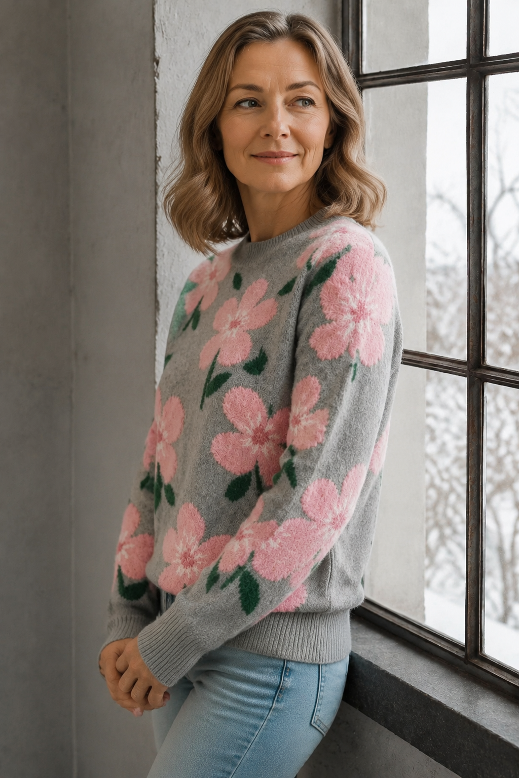 Color-Block Warme Veelzijdige Trui, Elegante Home Office Reis Ronde Hals Top - Gemengde kleur