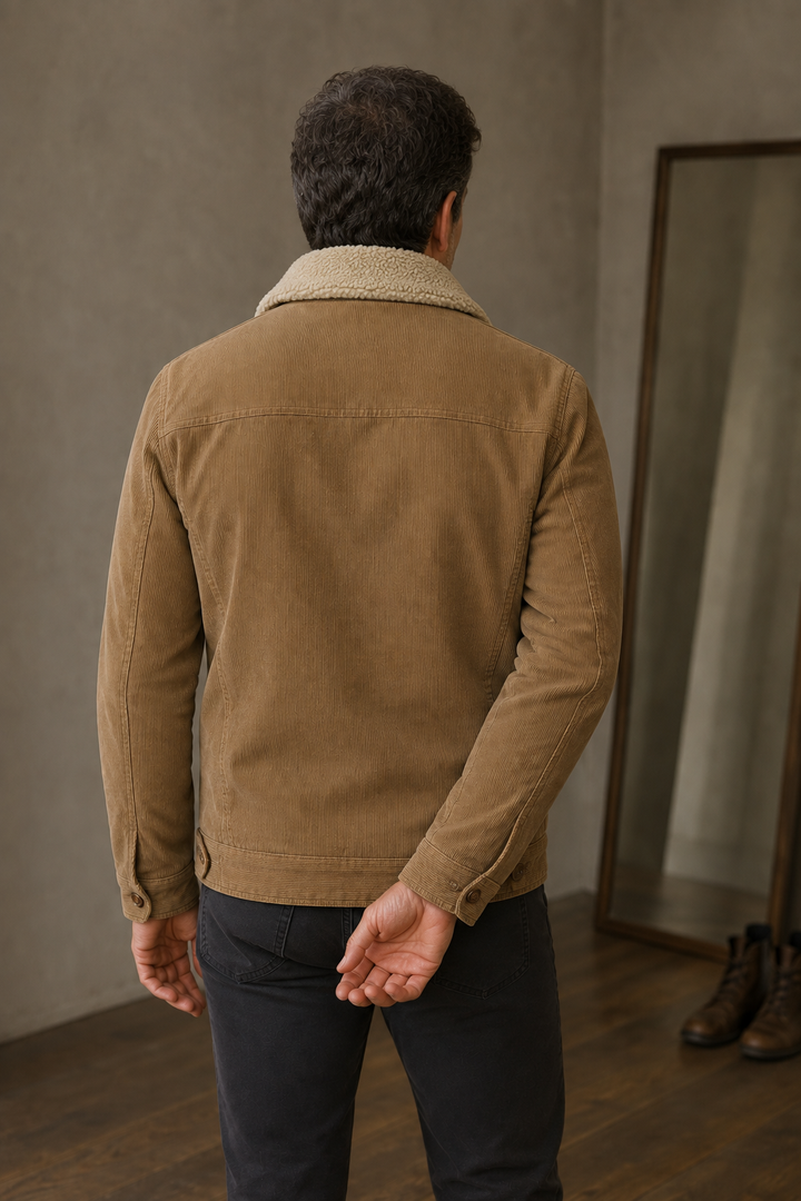 Corduroy Fleece Lined Winter Jacket - back