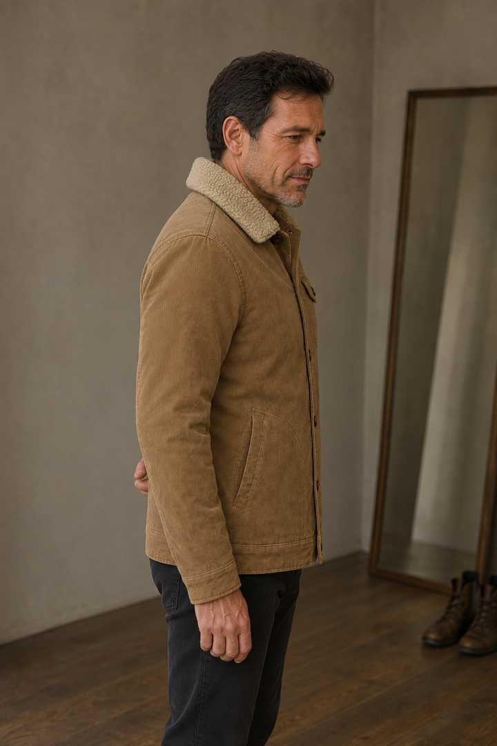 Corduroy Fleece Lined Winter Jacket - side