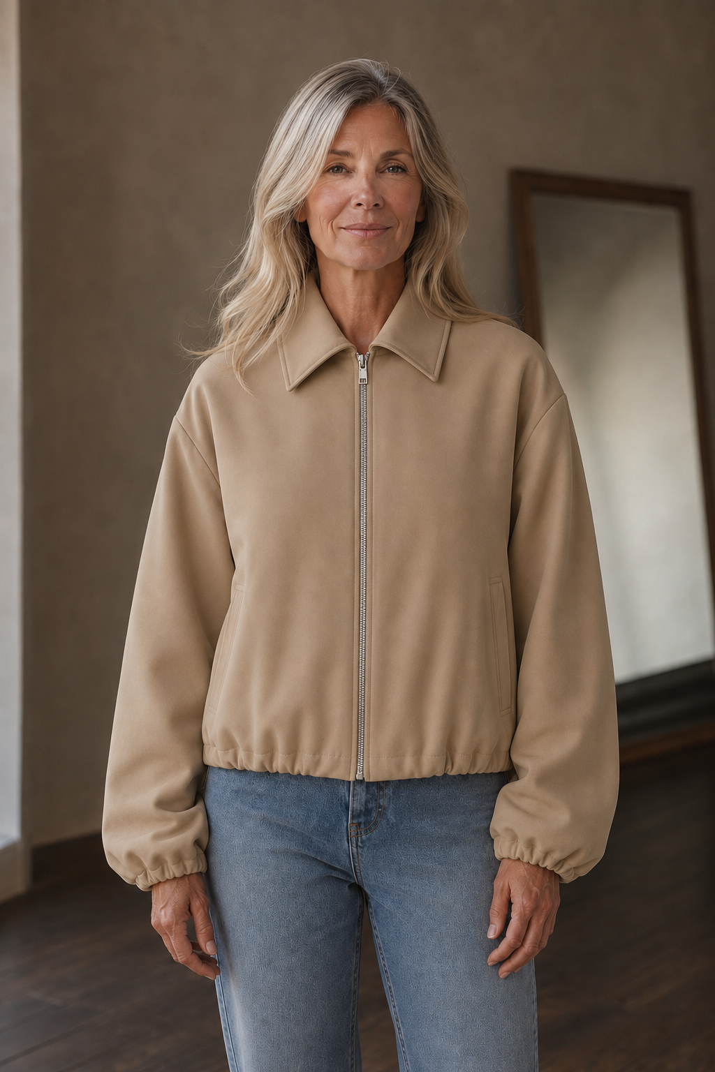 Cornelia | Quilted Puffer, Elastic Hem - Tan