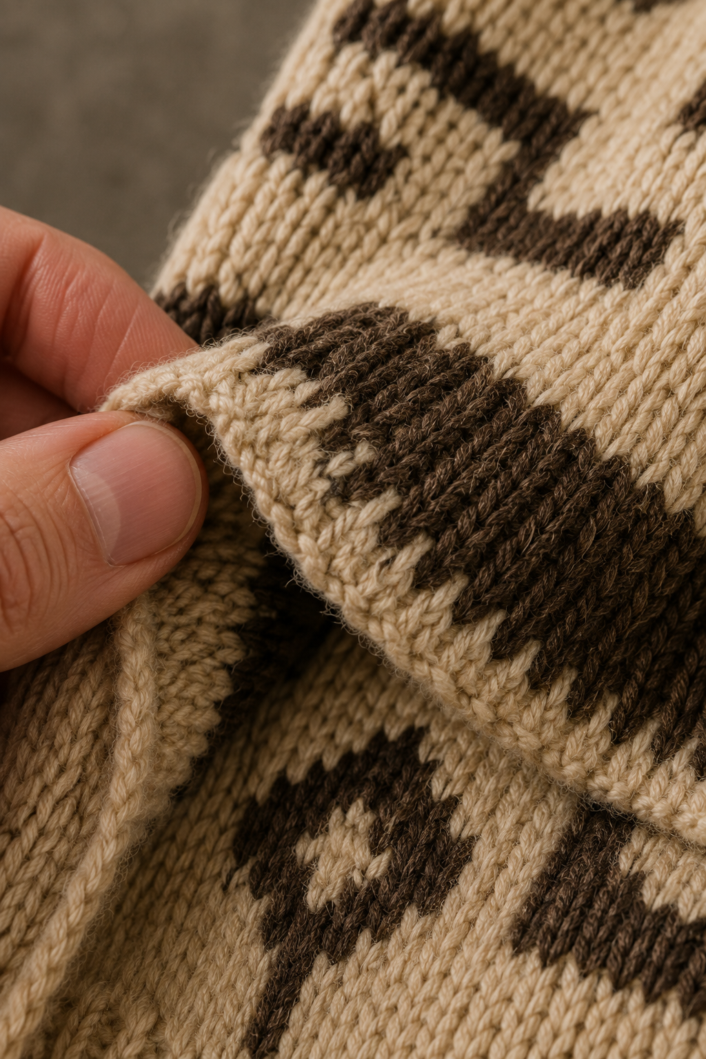Wool Blend Aztec Knit Cardigan - fabric close-up