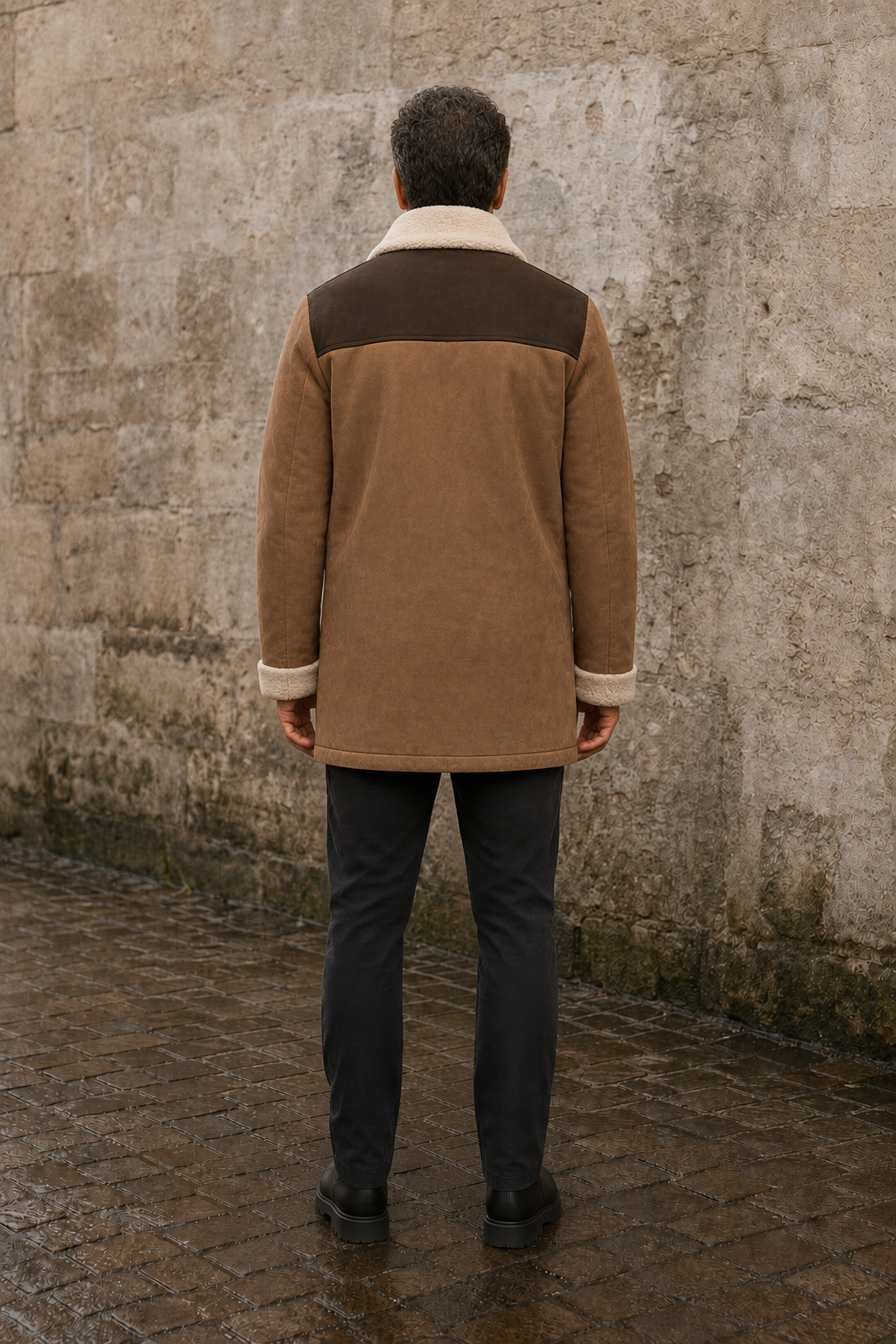 Cotton Blend Faux Shearling Jacket - back