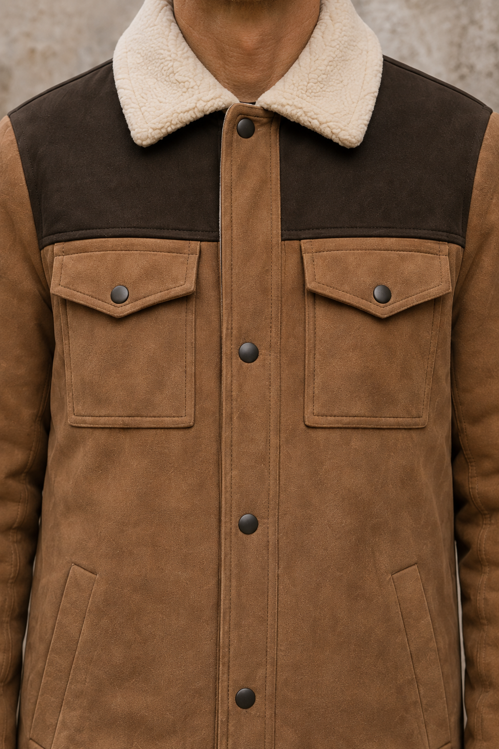 Cotton Blend Faux Shearling Jacket - closeup