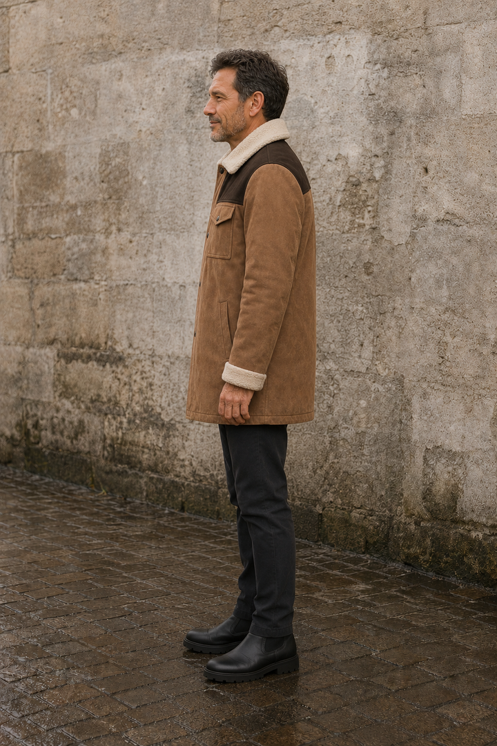 Cotton Blend Faux Shearling Jacket - side