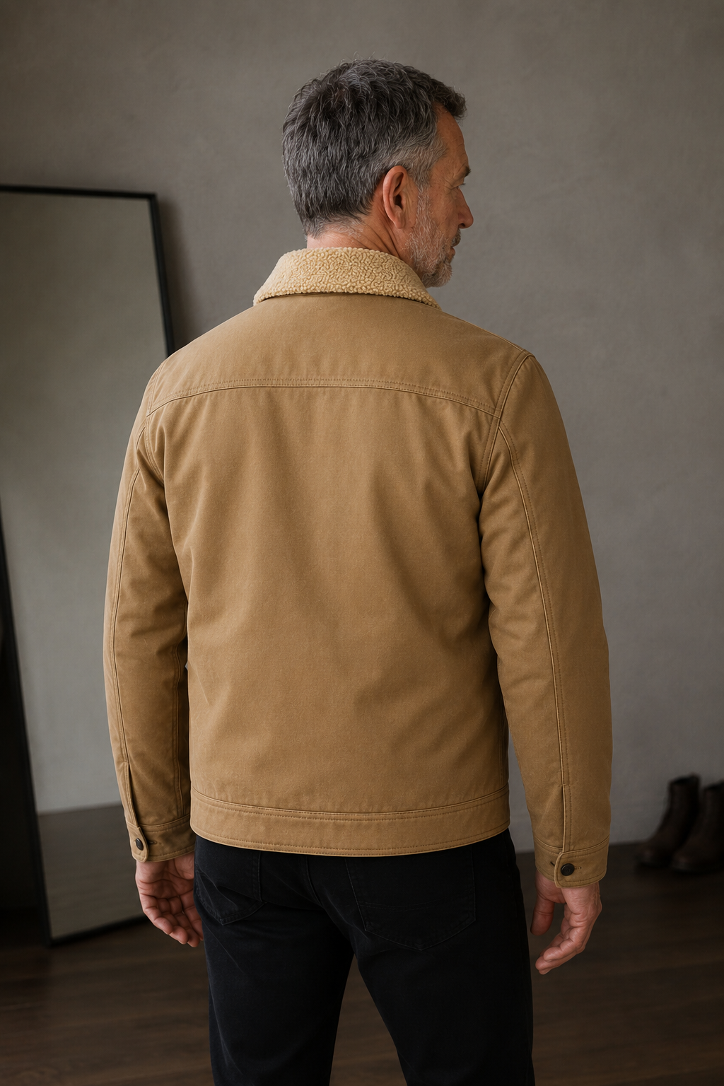 Cotton Blend Fleece Lined Jacket - back