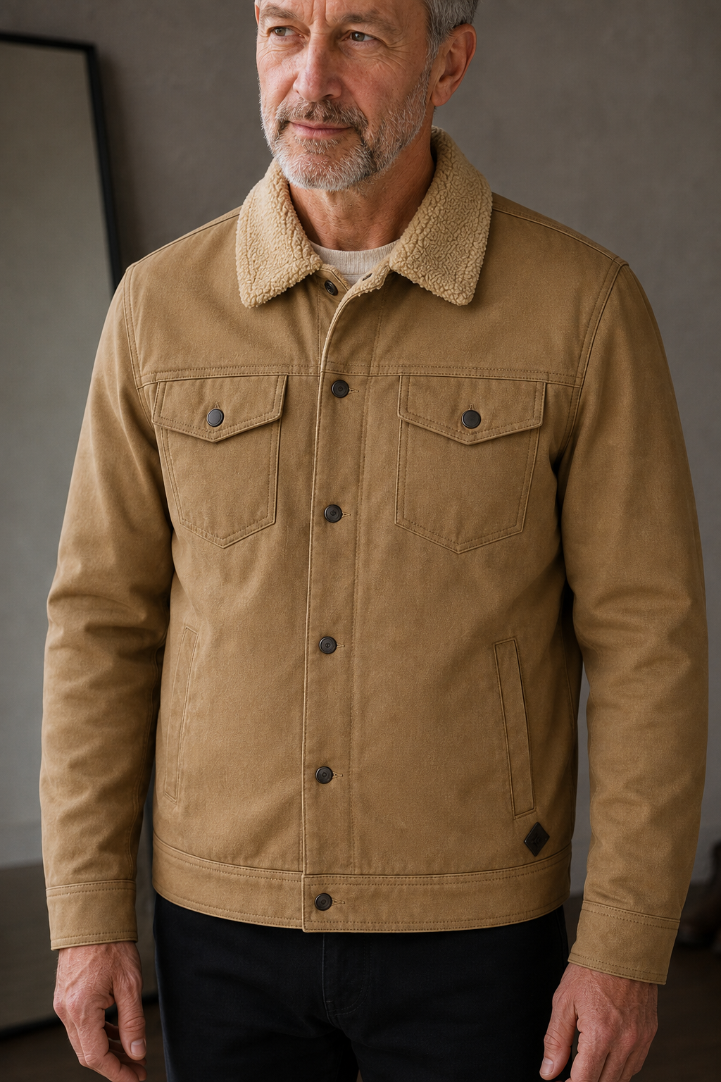 Cotton Blend Fleece Lined Jacket - close-up