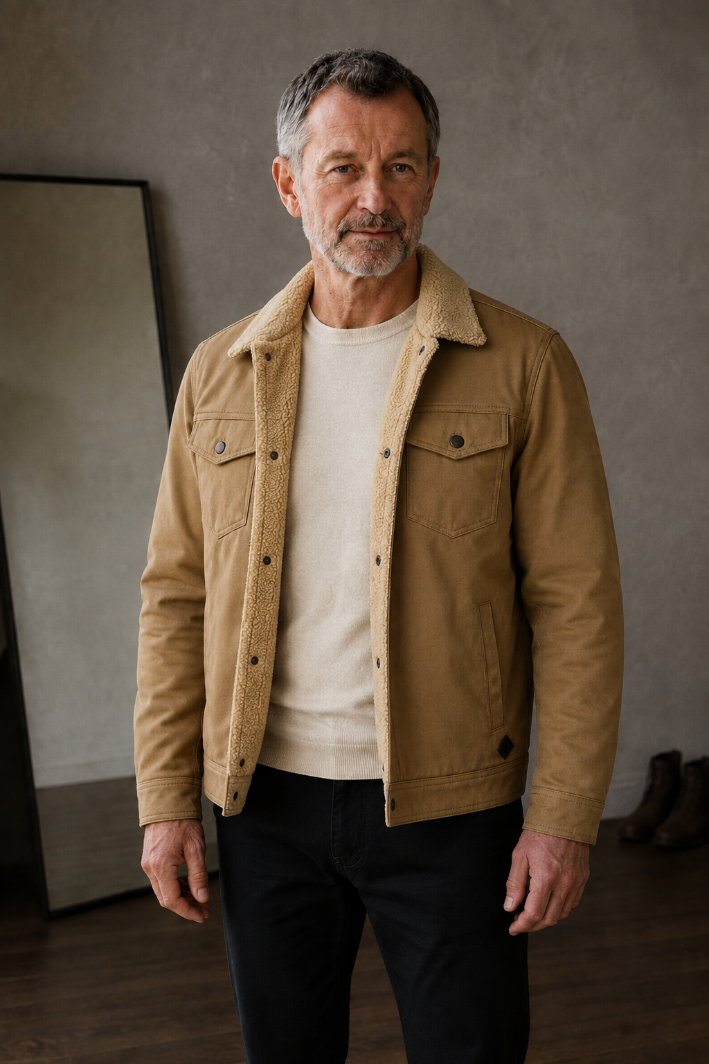 Cotton Blend Fleece Lined Jacket - hero open