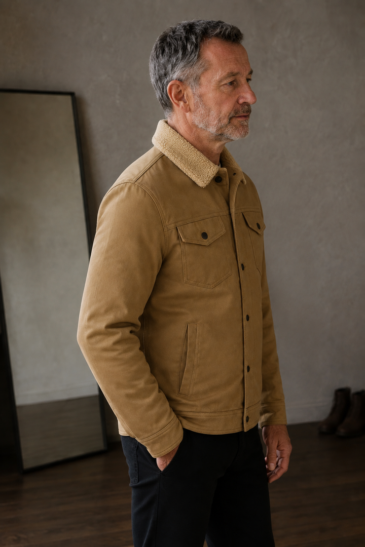 Cotton Blend Fleece Lined Jacket - side