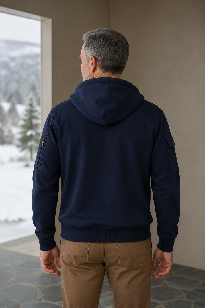 Cotton Blend Half Zip Hoodie - back