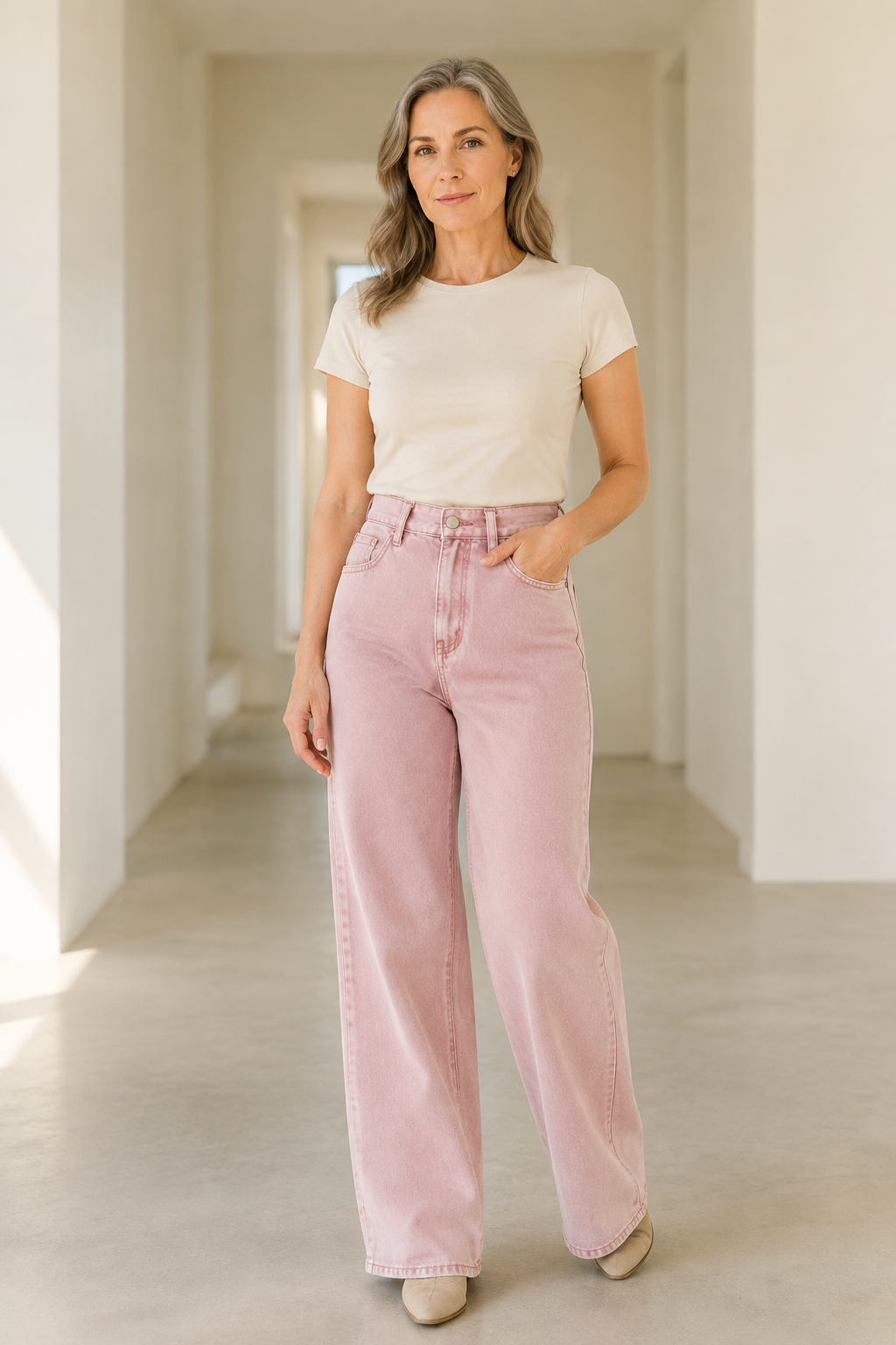 Cotton Blend High Waist Jeans