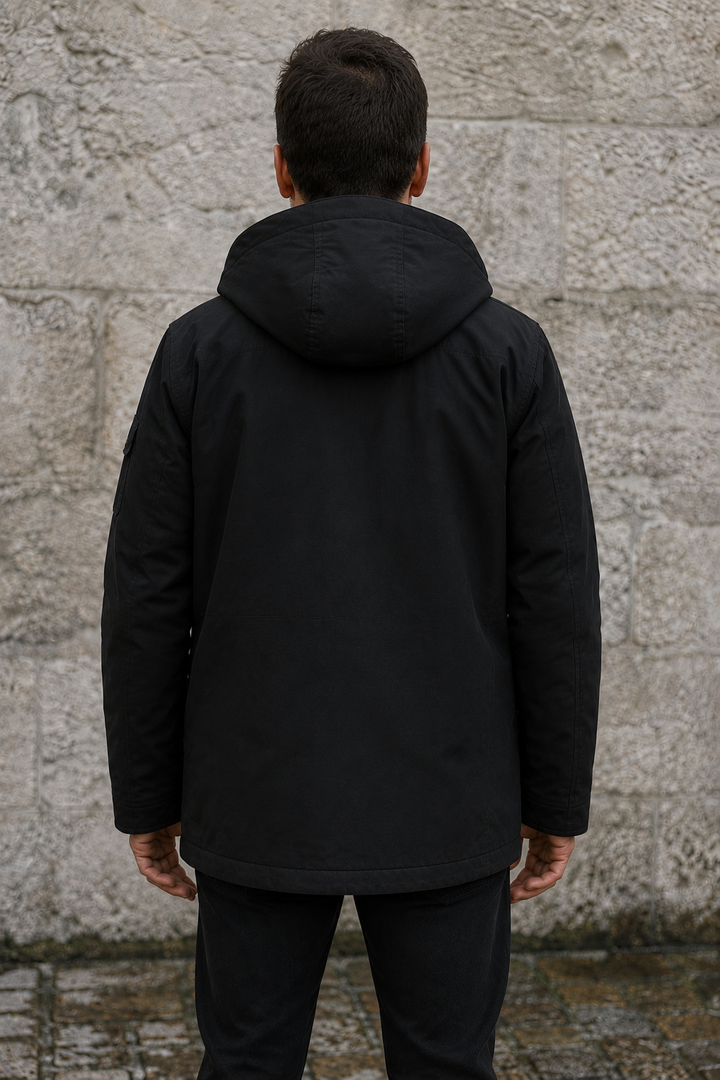 Cotton Blend Hooded Winter Parka back