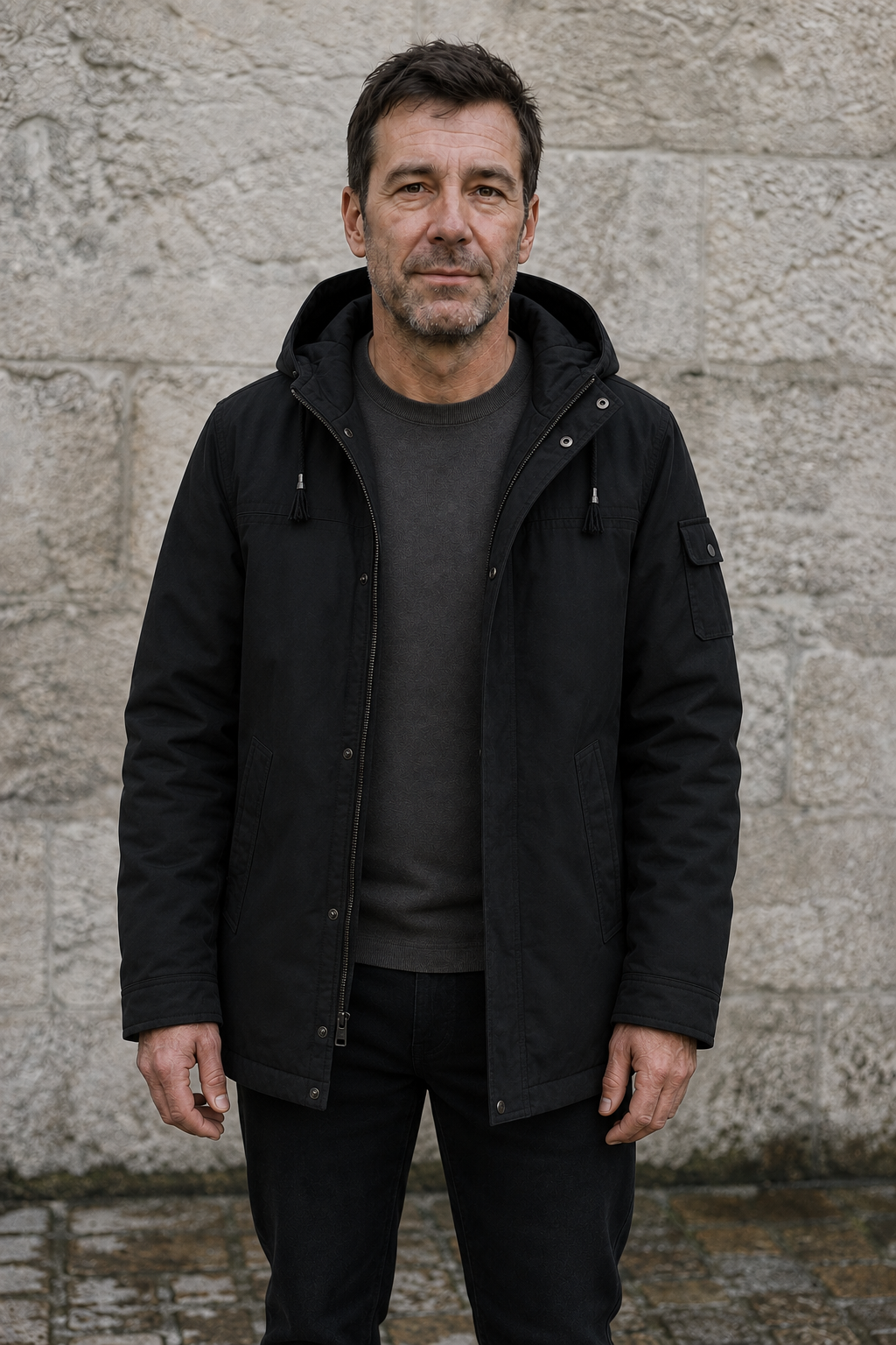 Cotton Blend Hooded Winter Parka front