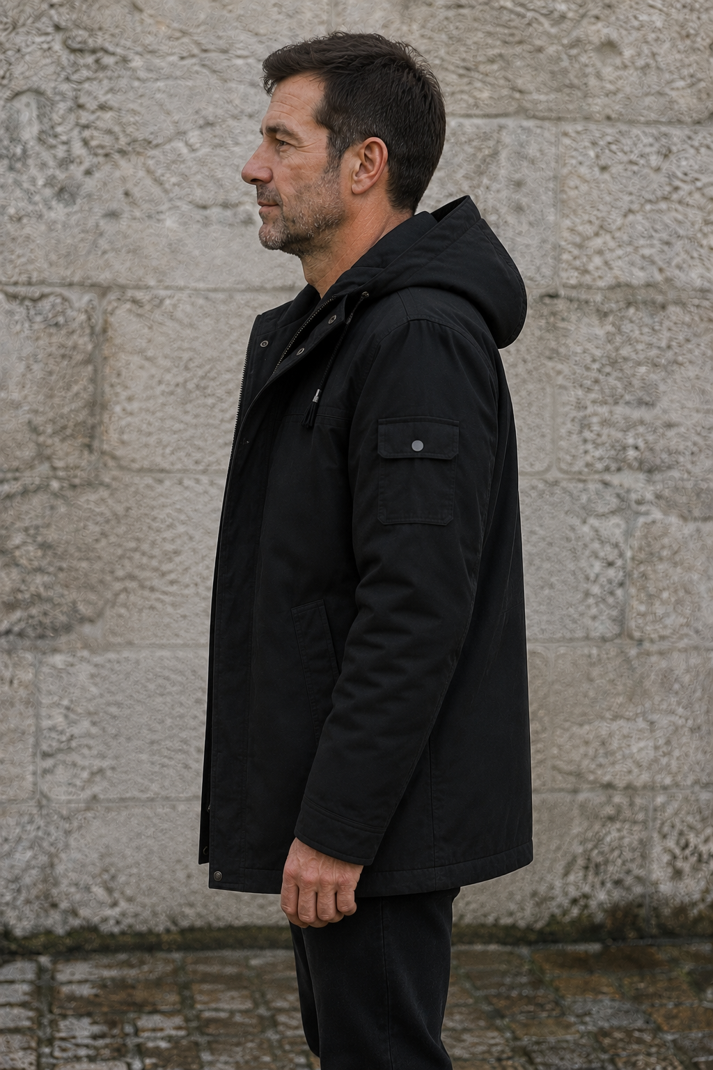 Cotton Blend Hooded Winter Parka side
