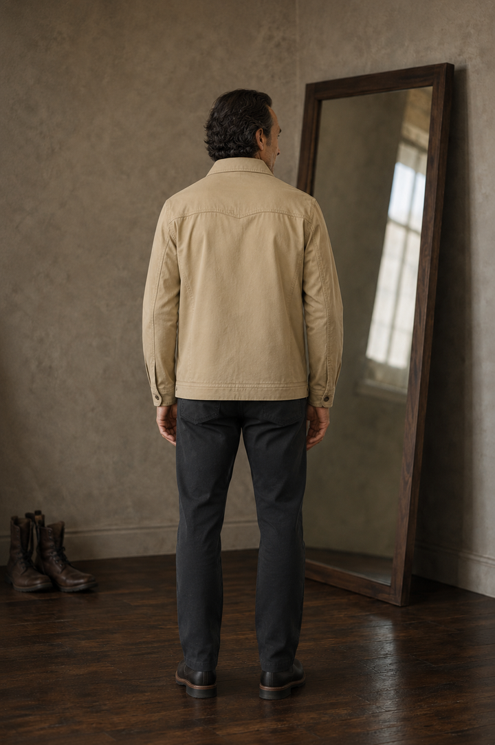 Cotton Blend Multi Pocket Cargo Jacket - back view