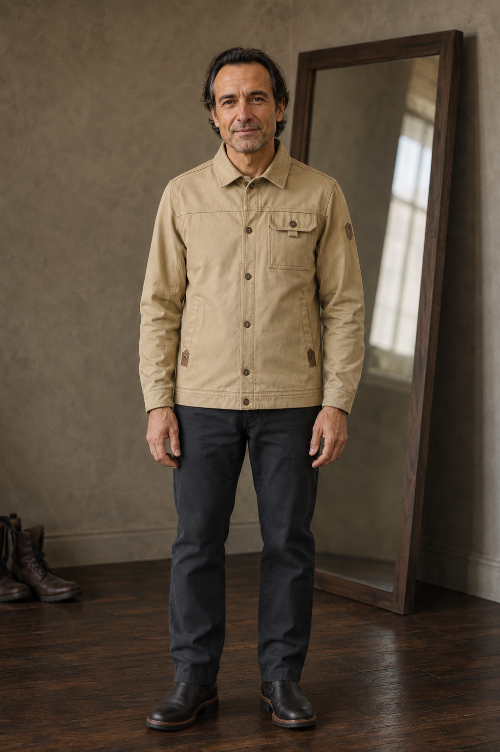 Cotton Blend Multi Pocket Cargo Jacket - hero closed