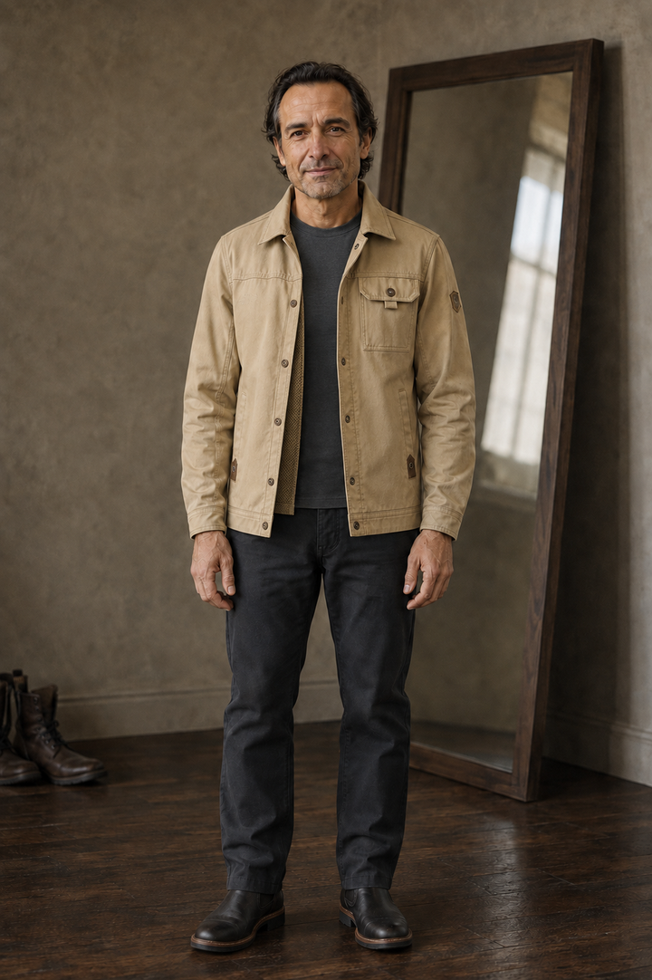 Cotton Blend Multi Pocket Cargo Jacket - hero open