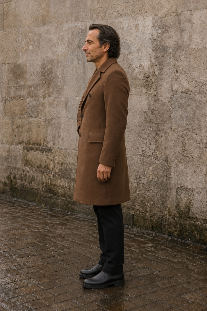 Cotton Blend Notch Lapel Trench Coat - zijkant