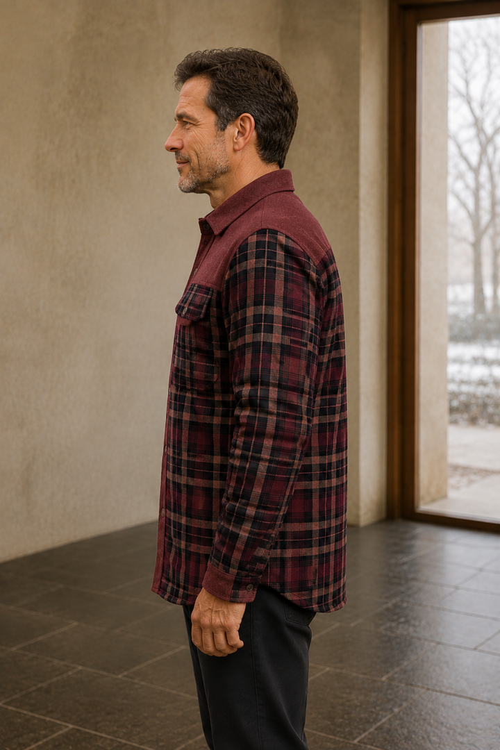 Cotton Blend Plaid Shirt Jacket - side
