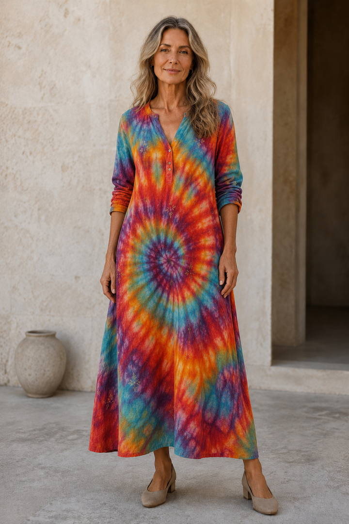 Cotton Blend Printed Shirt Dress - Multicolor
