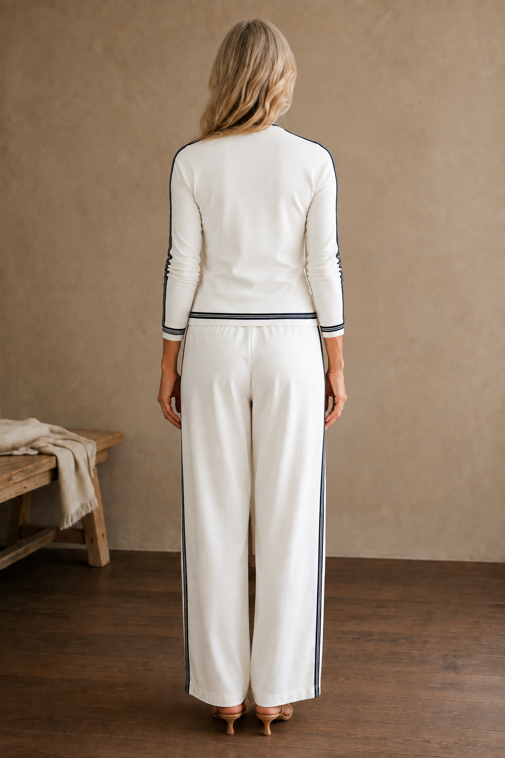 Cotton Blend Relaxed Two Piece Set back view