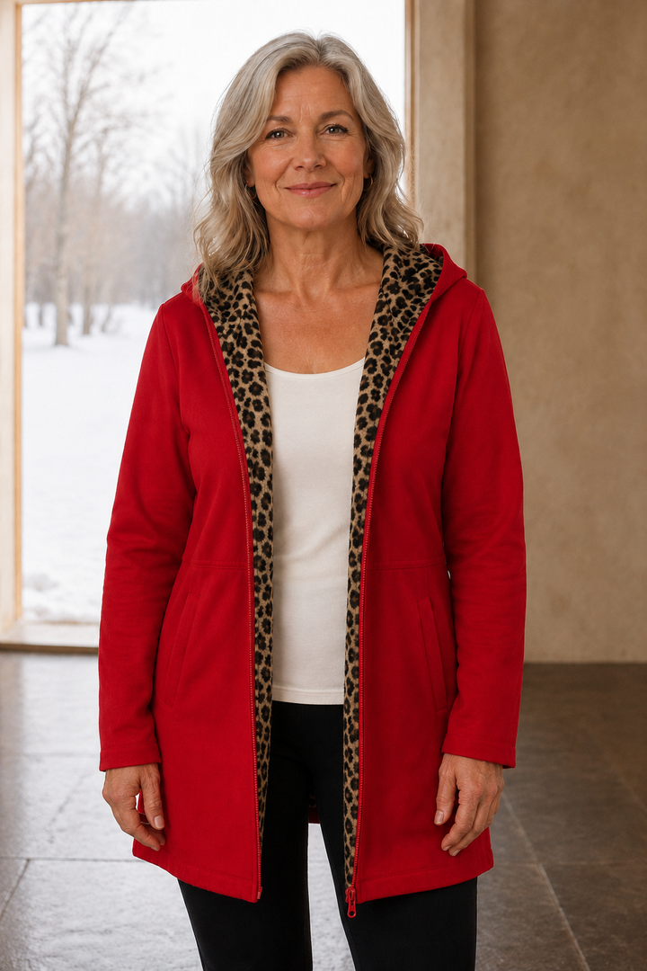 Cotton Blend Reversible Hooded Coat open