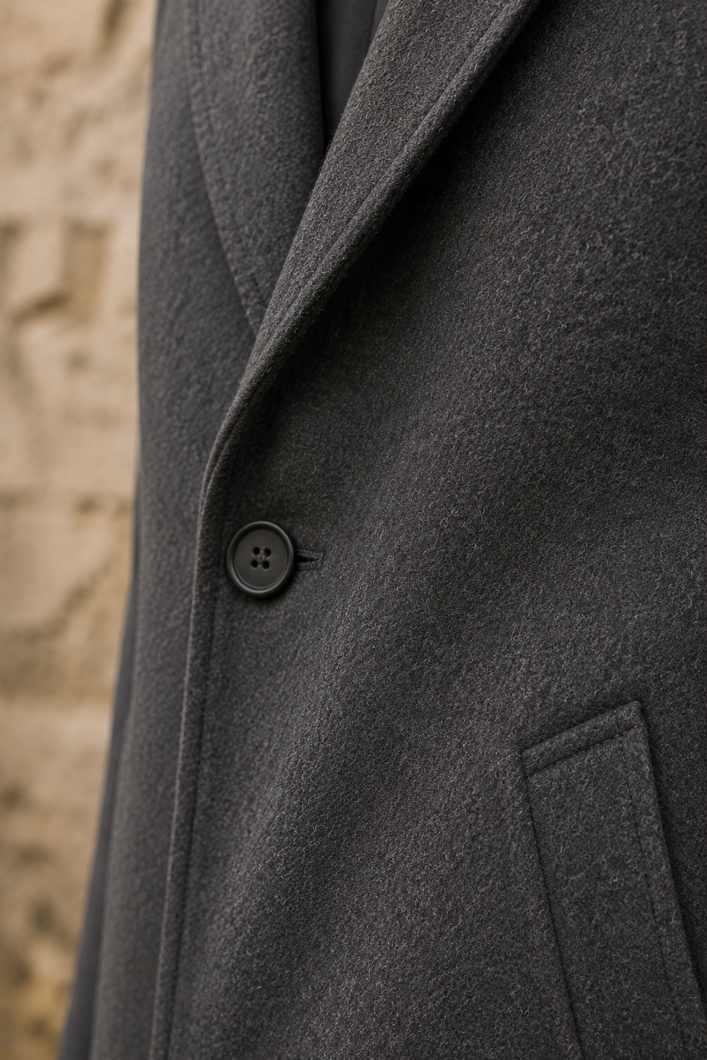 Cotton Blend Tailored Winter Overcoat - material close-up