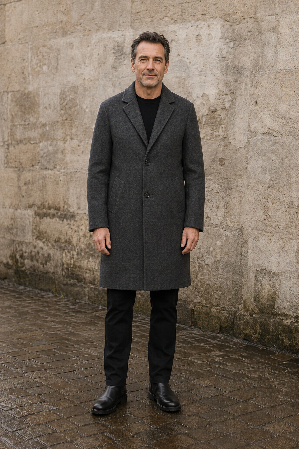 Cotton Blend Tailored Winter Overcoat - hero closed