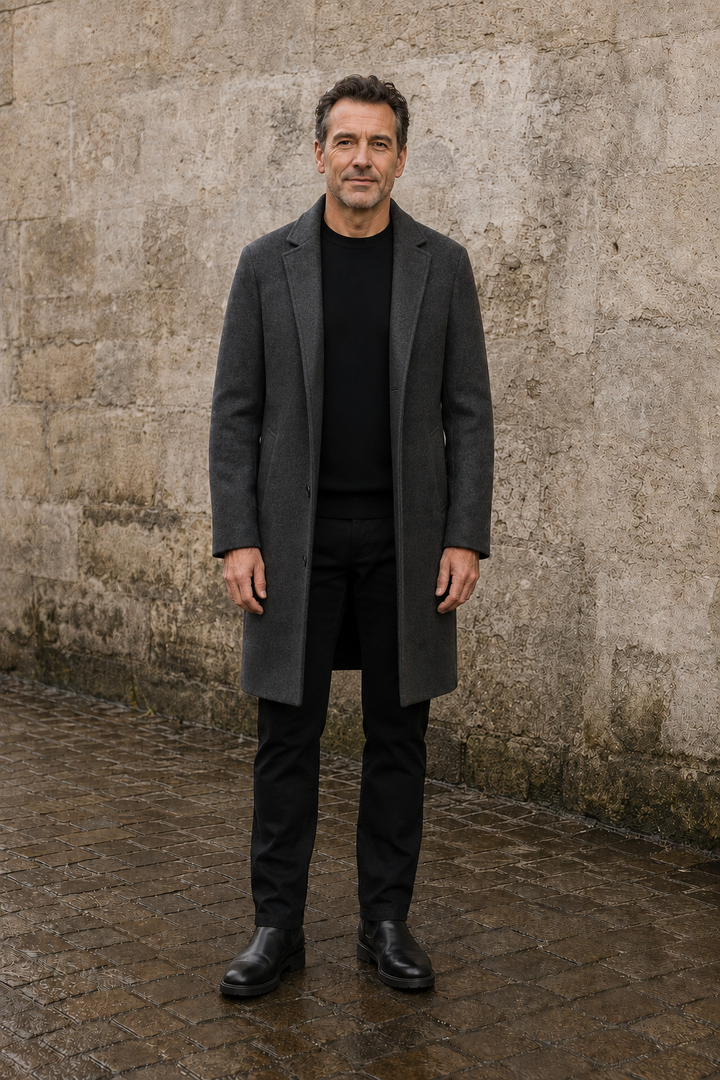 Cotton Blend Tailored Winter Overcoat - hero open