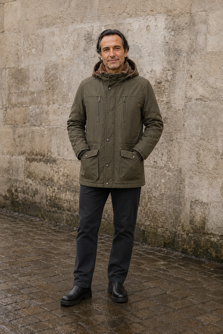 Cotton Blend Thermal Hooded Jacket - hero closed
