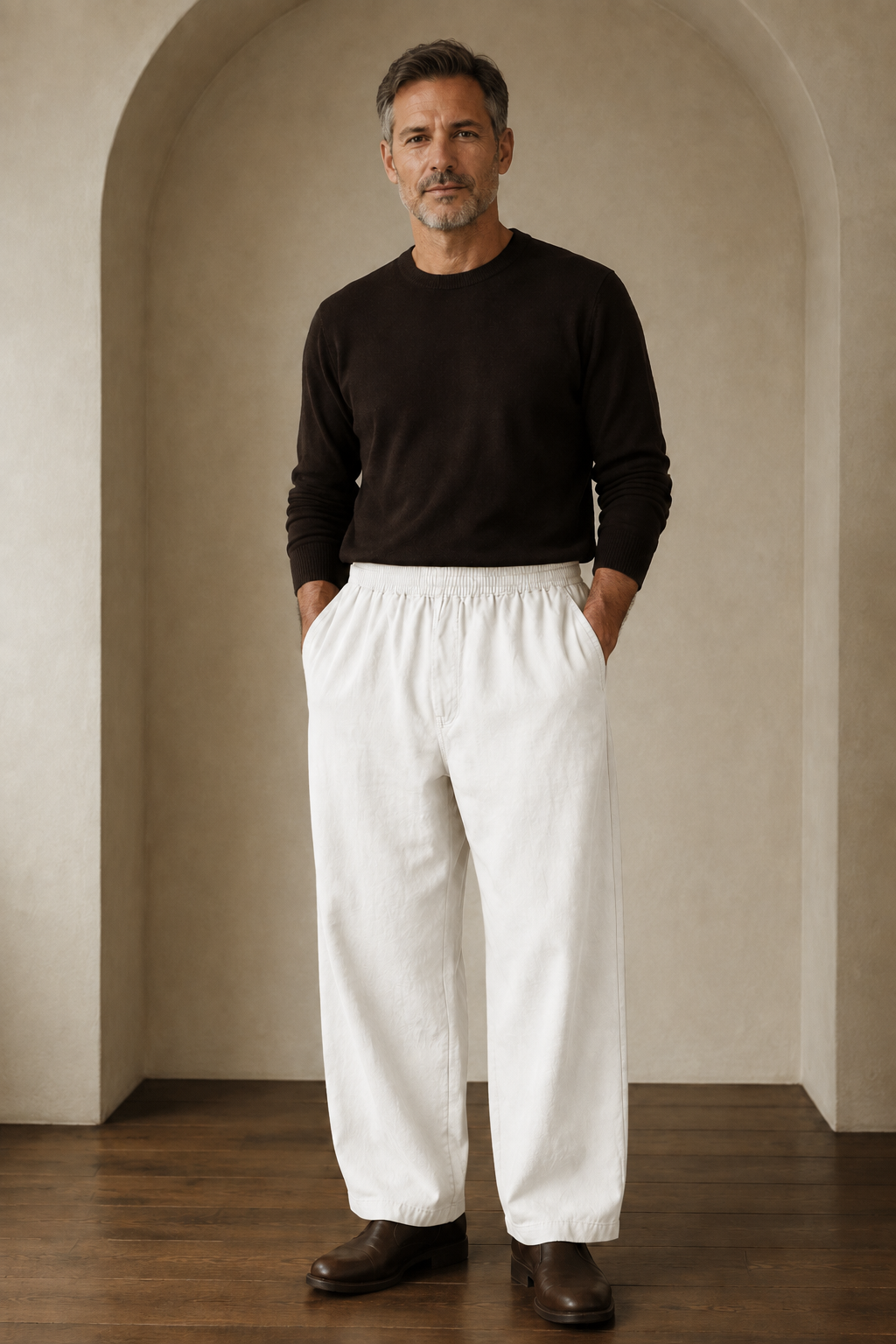 White relaxed wide leg trousers front hero