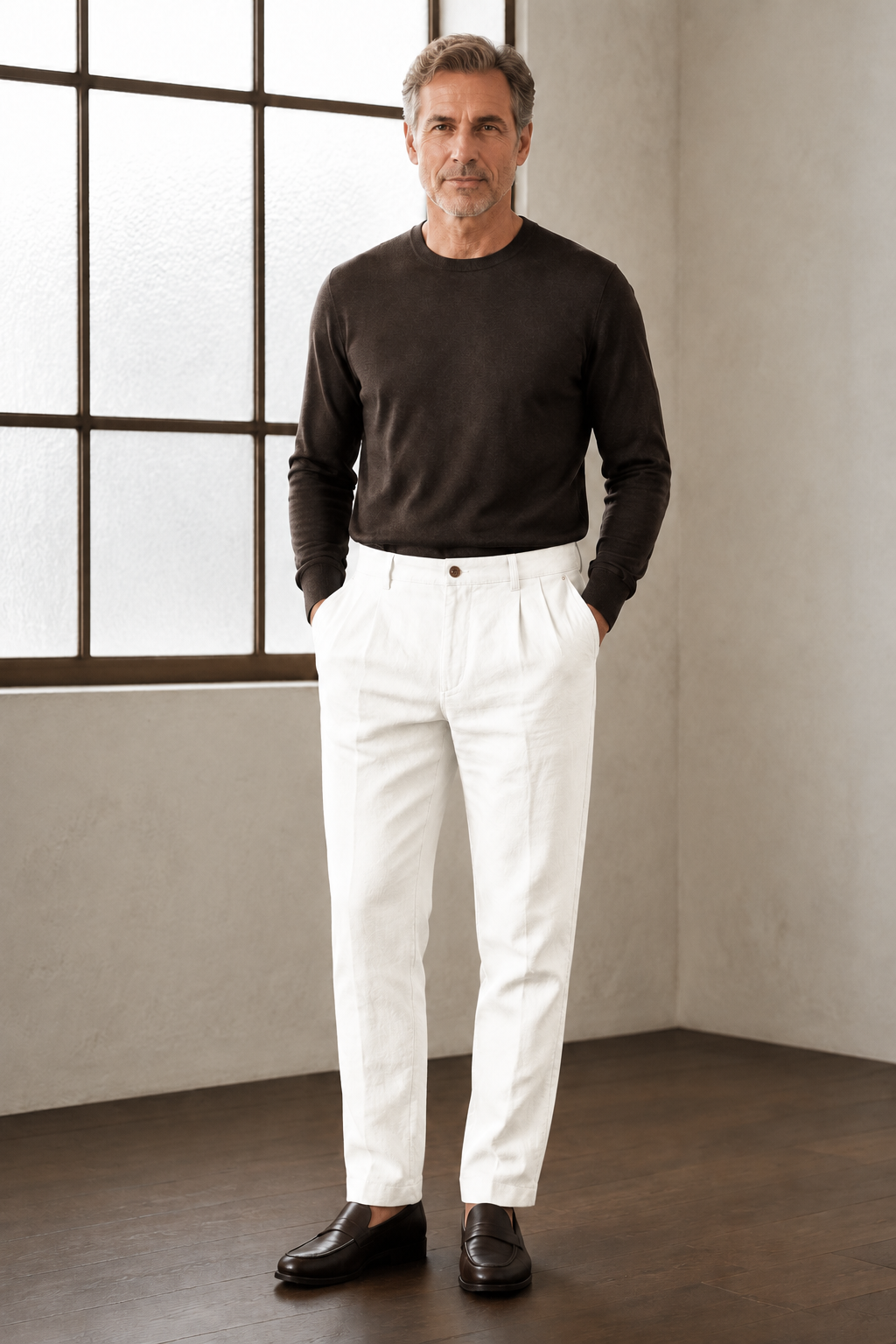 White tapered ankle trousers front hero