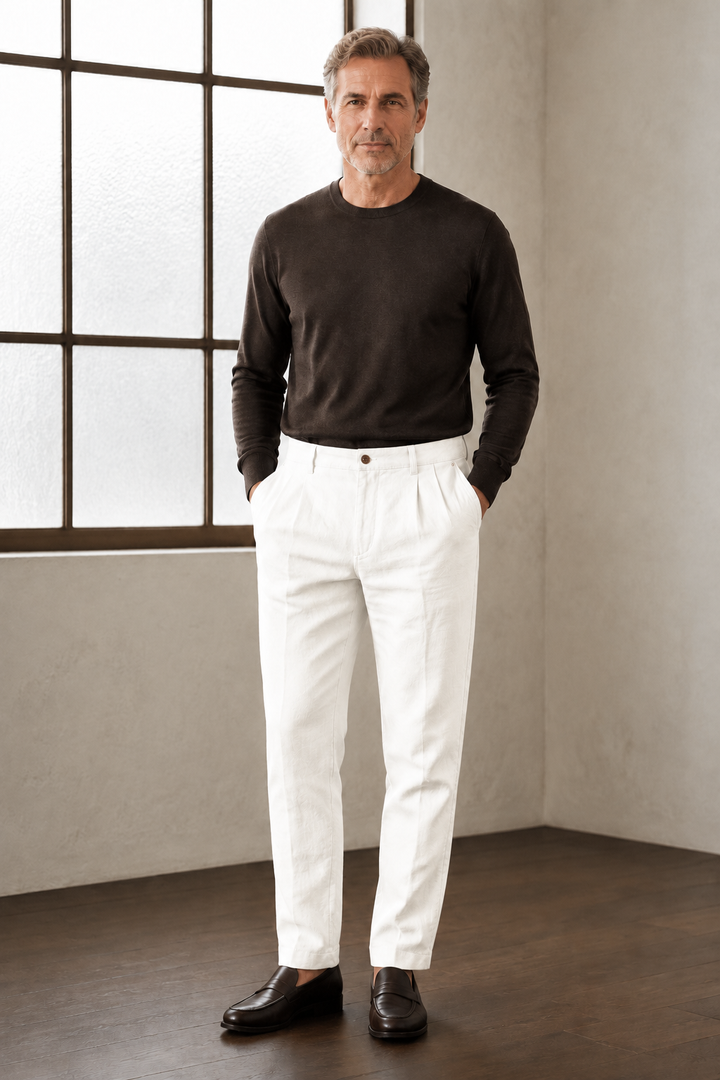 White tapered ankle trousers front hero