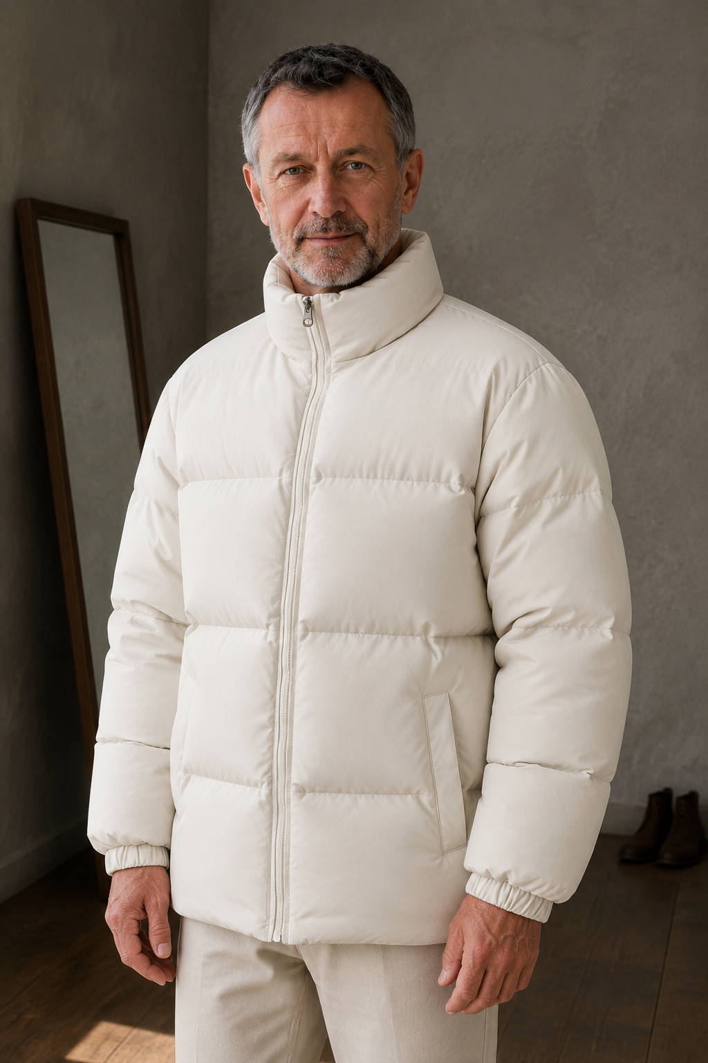 Cotton Shell Insulated Puffer Jacket - close-up