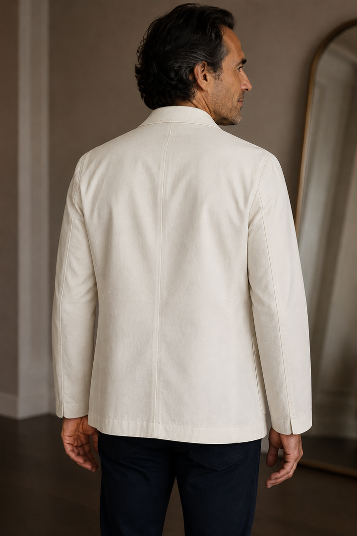 Cotton Single Breasted Notch Lapel Blazer - back