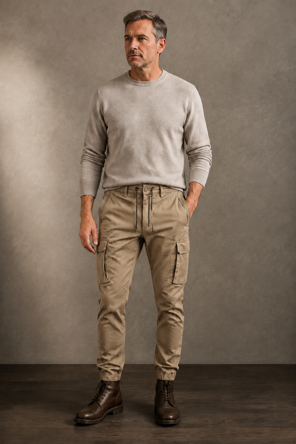 Olive slim fit cargo joggers front hero