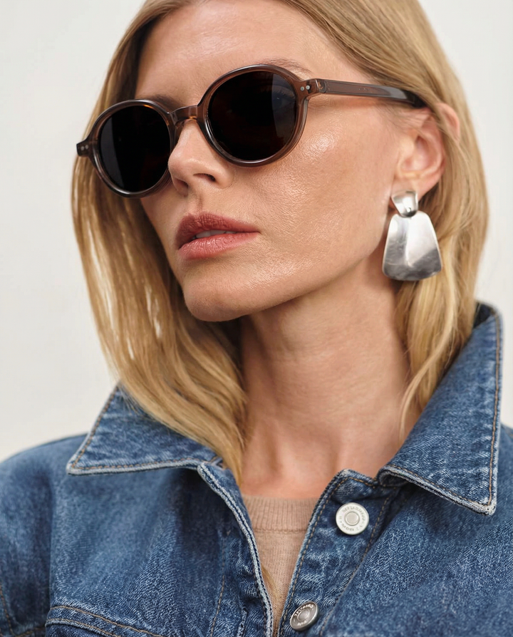 Deep Tint Round Acetate Sunglasses
