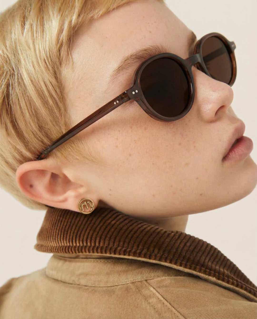 Deep Tint Round Acetate Sunglasses