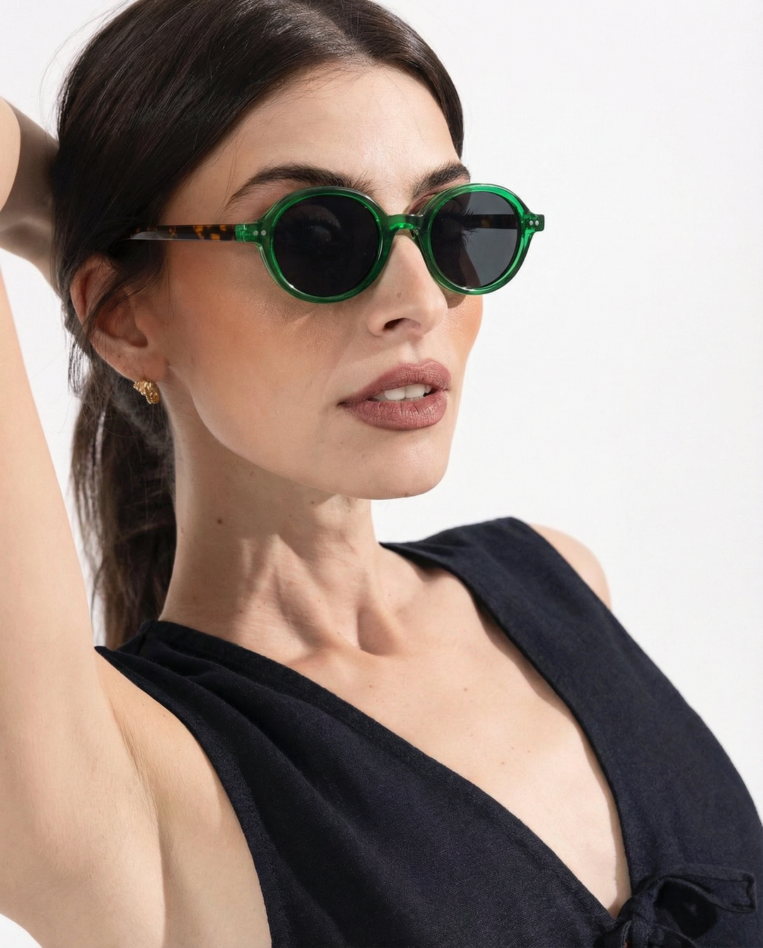 Deep Tint Round Acetate Sunglasses
